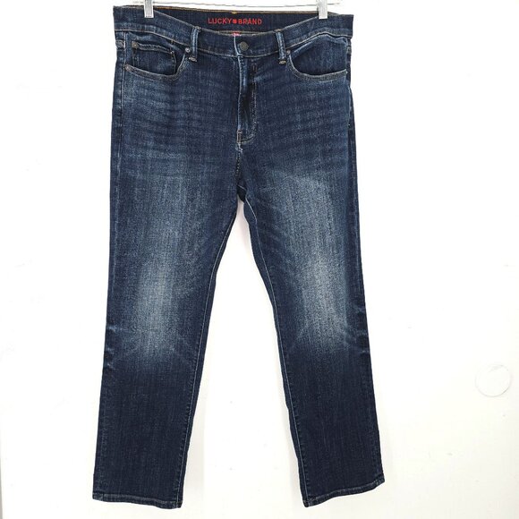 Lucky Brand 121 Slim Straight Dark Indigo Denim Jeans Men Size 34x30 - Picture 2 of 11